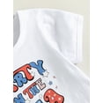 thumbnail image 6 of Bagilaanoe 4th of July Clothes for Toddler Baby Girls Letters Print Short Sleeve T-Shirts Tops + A-Lined Short Skirt 3M 6M 9M 12M 18M 24M 3T Kids 2pcs Independence Day Skirt Set, 6 of 8