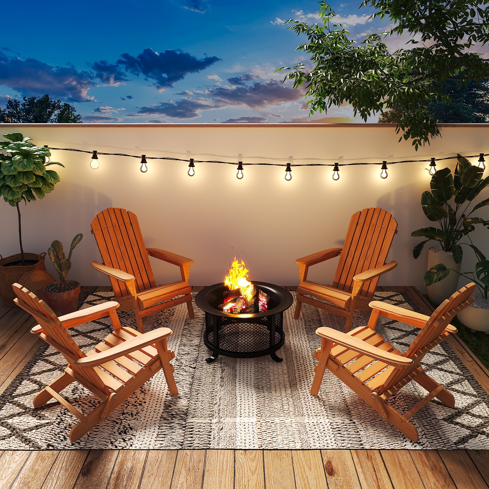 Ktaxon 1 Pieces  Folding Wooden Adirondack Chair, Natural Color, Accent Wood Chair