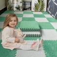 thumbnail image 5 of 16pcs 0.6" Thickened Interlocking Tile Mats,Fluffy Shaggy Soft EVA Foam Area Rug for Living Room & Bedroom,Non-Slip Protective Floor Carpet Play Mat Kids Dorm Home Decor (11.8ft, Mint Green), 5 of 15