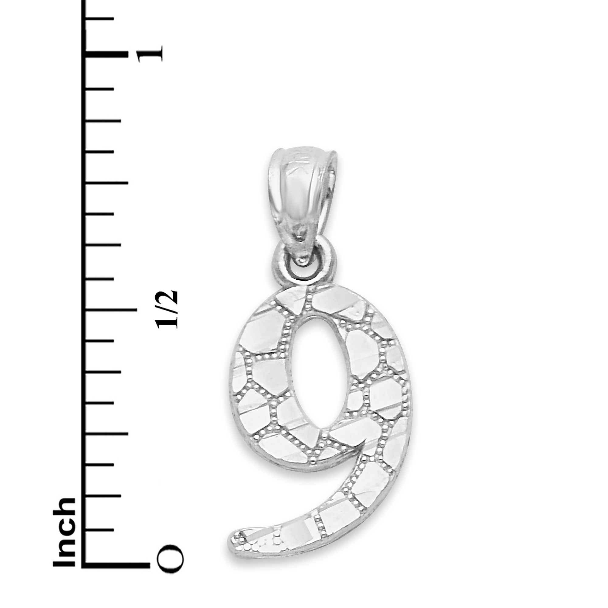 925 Sterling Silver Nugget Number Necklace with 20