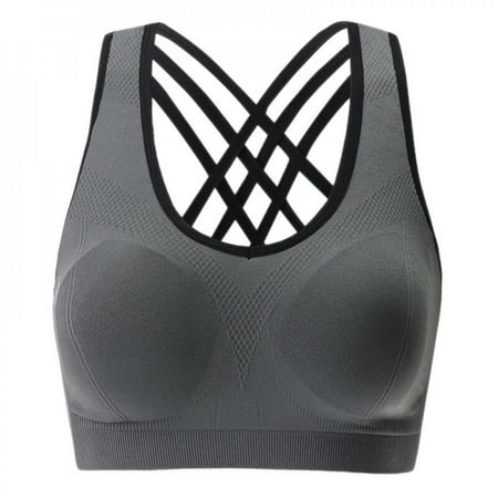 

Clearance!Women s U Neck Breast Support Back Cross Sleeveless Sports Bra High Elastic Shockproof Breathable Running Bra Underwear