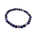 thumbnail image 2 of Natural Amethyst, Lapis Lazuli, & Black Tourmaline 6mm Round Shape Smooth Cut Beads Stretchable Bracelet for Men & Women., 2 of 4
