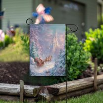 12x18 inch Double-Sided Garden Flags Banners Vibrant Outdoor Decor for House Patio Outdoor Santa Claus in Sleigh