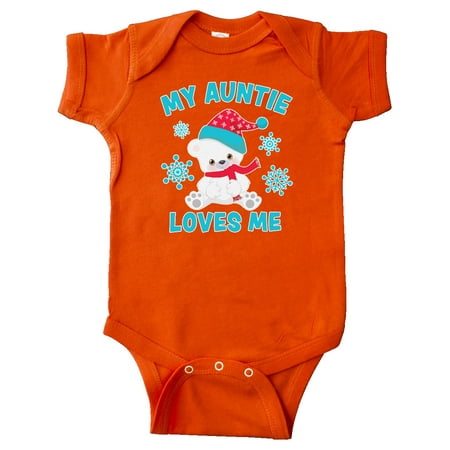 

Inktastic Polar Bear My Auntie Loves Me in Santa Hat with Snowflakes Gift Baby Boy or Baby Girl Bodysuit
