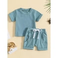 thumbnail image 2 of Bagilaanoe 2pcs Toddler Baby Boy Short Pants Set Short Sleeve T-Shirt Tops + Shorts 6M 12M 18M 24M 3T Kids Casual Summer Outfits, 2 of 9