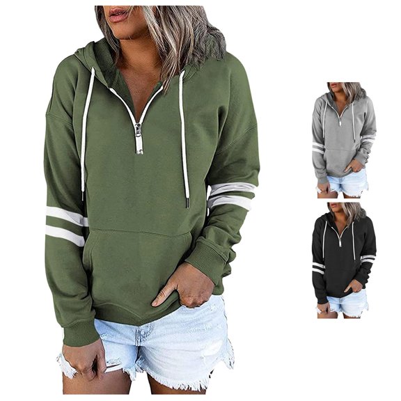 Tanghaowl Women Sweatshirt Hoodies Sweatshirts Long Sleeve Casual Pullover Clothes with Pocket and Cozy Warm Material Green XXL