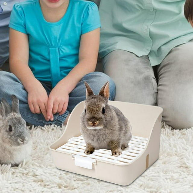 Caja de arena para conejos, inodoro para mascotas, bandeja de limpieza desmontable portátil, entrenamiento para ir al baño, rincón para cobayas, ,