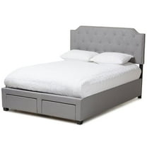 Bowery Hill Tufted Queen Storage Panel Bed in Gray