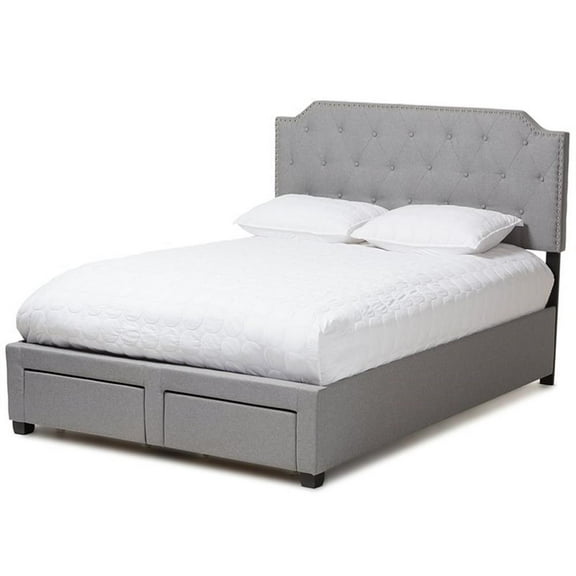 Bowery Hill Tufted Queen Storage Panel Bed in Gray