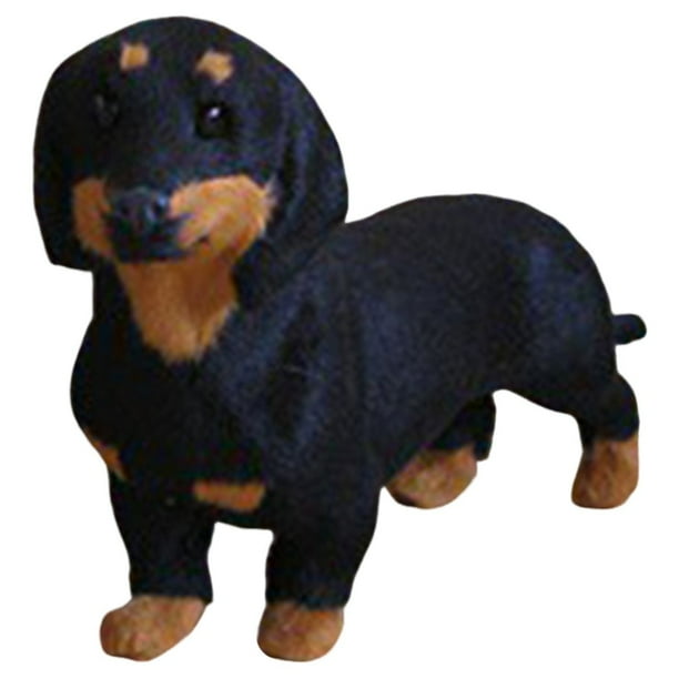 Peluche de Perro Salchicha Sentado, Realista, Color Negro, Ideal Como Regalo para Niños, Decoración para el Hogar y el Coche A