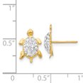 thumbnail image 2 of 14K Yellow Gold Crystal White Turtle Post Earrings, 2 of 2