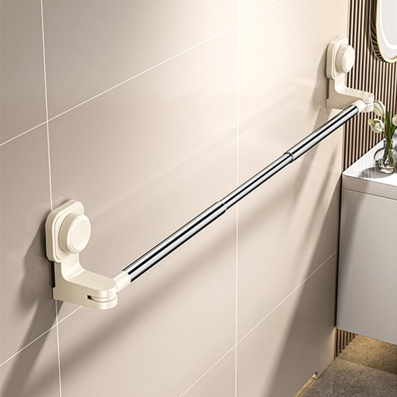 Bathroom Towel Rack Suction Cup Strong Punch-Free Wall Mounted No Drilling Easy Install Space-Saving Stylish Organizer For Towels Washcloths Bathroom Accessories