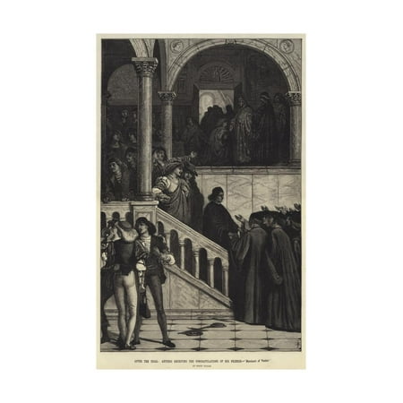 After the Trial, Antonio Receiving the Congratulations of His Friends, Merchant of Venice Print Wall Art By Henry Wallis