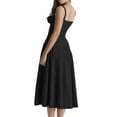 thumbnail image 4 of Corset Femme Robe Longue Ligne A Col Carré Sans Manches Fluide Bretelles Froncées Robe de Sortie Robe d'Été, 4 of 5