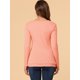 thumbnail image 5 of Top acanalado con botones y mangas largas con cuello vuelto para mujer Naranja claro L, 5 of 6