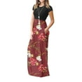 thumbnail image 6 of MIANHT Womens Dresses Vintage Empire Waist Pleated Swing A Line Long Dresses with Pocket Formal Floral Print Round Neck Short Sleeve Maxi Summer Dress Wine l, 6 of 7