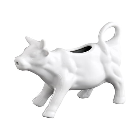 HIC Kitchen Cow Creamer With Handle, Fine Porcelain, 6-Ounce, For Serving Milk, Cream, Syrup, Dressings, And Sauces