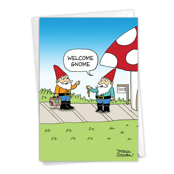1 Funny New Home Card with Envelope - Welcome Gnome New Home C9300NHG -  