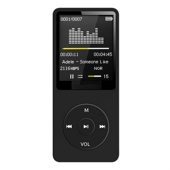 TFixol Portable MP3 Player 1.8 inch TFT Screen Built-in Microphone Lithium Battery Support TF Card with FM Radio Voice Record Black