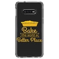 thumbnail image 1 of DistinctInk Clear Shockproof Hybrid Case for Samsung Galaxy S10e (5.8" Screen) - TPU Bumper Acrylic Back Tempered Glass Screen Protector - Bake the World a Better Place, 1 of 2