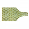 thumbnail image 1 of Yellow and White Cutting Board, Aquarium Fishes with Stripes on Floral Composition Background, Tempered Glass Cutting and Serving Board, Wine Bottle Shape, Marigold Beige Yellow, by Ambesonne, 1 of 1