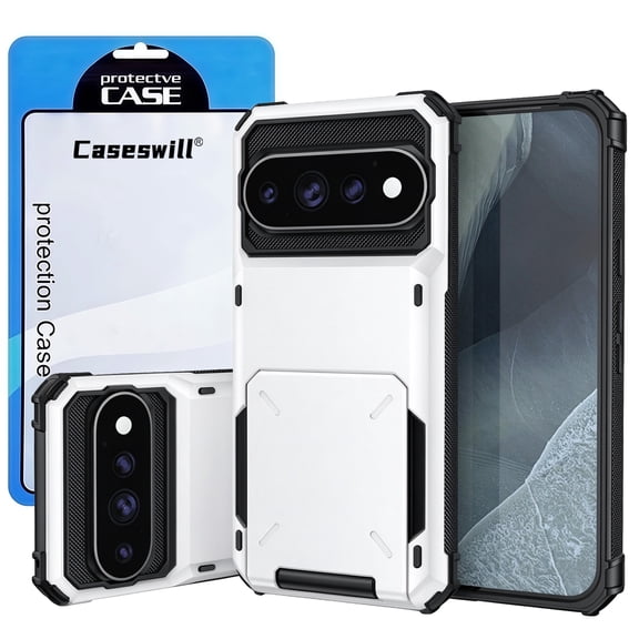 Caseswill for Google Pixel 11 / 11 Pro Case with 2X Screen Protector, Heavy Duty Rugged Shockproof Flip Wallet Card Holder Slot Protective Phone Cover