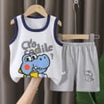 thumbnail image 2 of enyan Toddler Baby Boy Summer Outfit Short Sleeve Letter Print T Shirt Top and Casual Shorts Set Cute Clothes 3 6 12 18 Months 2T Clothes Toddler Sets for Boys Sky Blue,12-18 Months, 2 of 5