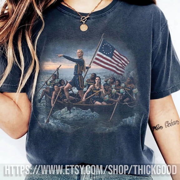 Sophie Cunningham & Caitlin Clark Crossing The Delaware Shirt – Indiana Women’s Basketball Vintage Tee