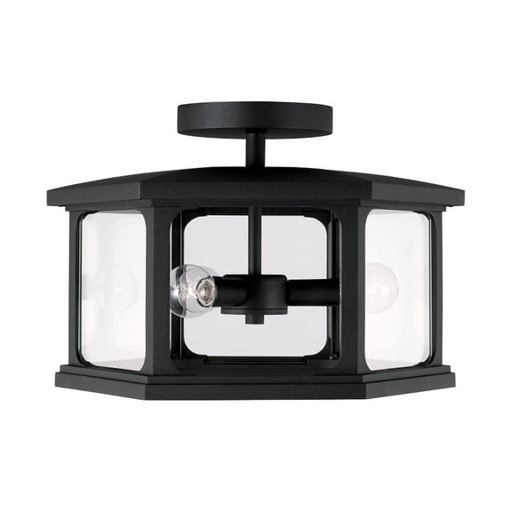 3 Light Outdoor Semi-Flush Mount In Transitional Style-10.5 Inches Tall And 16 Inches Wide-Black Finish Capital Lighting 946632Bk