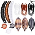 thumbnail image 2 of Ensemble de Pinces à Banane Françaises : Pince à Cheveux Queue de Poisson Vintage, Peigne, Support de Queue de Cheval, 2 of 6