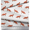 thumbnail image 3 of Soimoi White polyester Crepe Fabric Fox Animal Decor Fabric Printed Yard 52 Inch Wide, 3 of 3