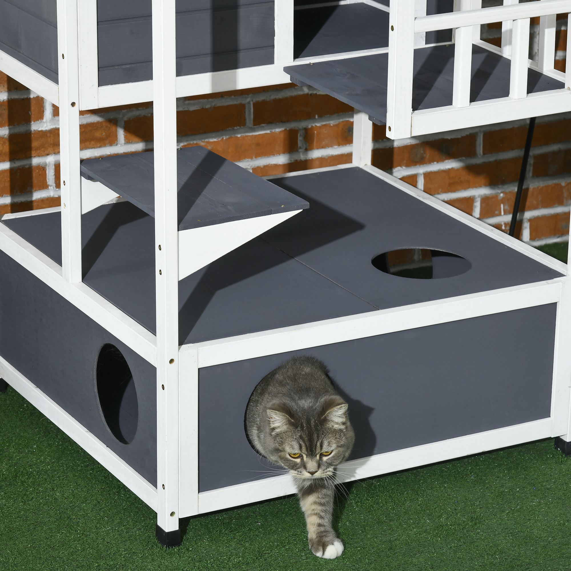 Pawhut Solid Wood 4-Floor Cat Condo with Litter Box Space - Walmart.com