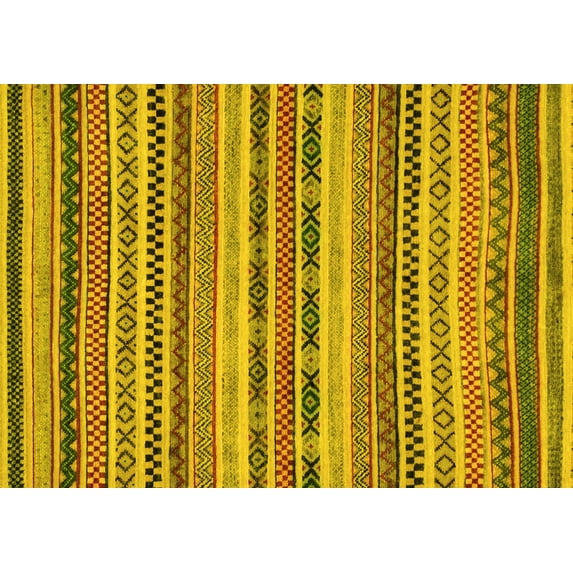 Ahgly Company Indoor Rectangle Abstract Yellow Modern Area Rugs, 7' x 10'
