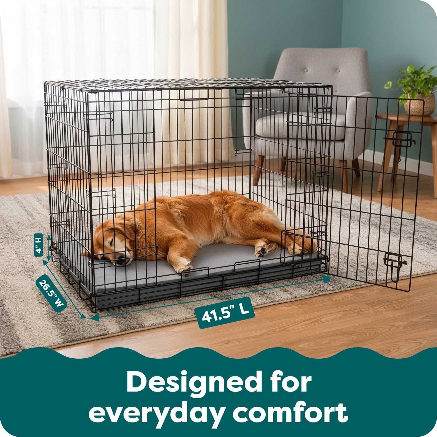 (2 pack) FurHaven Pet Products Restful Dreamer Large Orthopedic Foam Deluxe Crate Mat, Gray