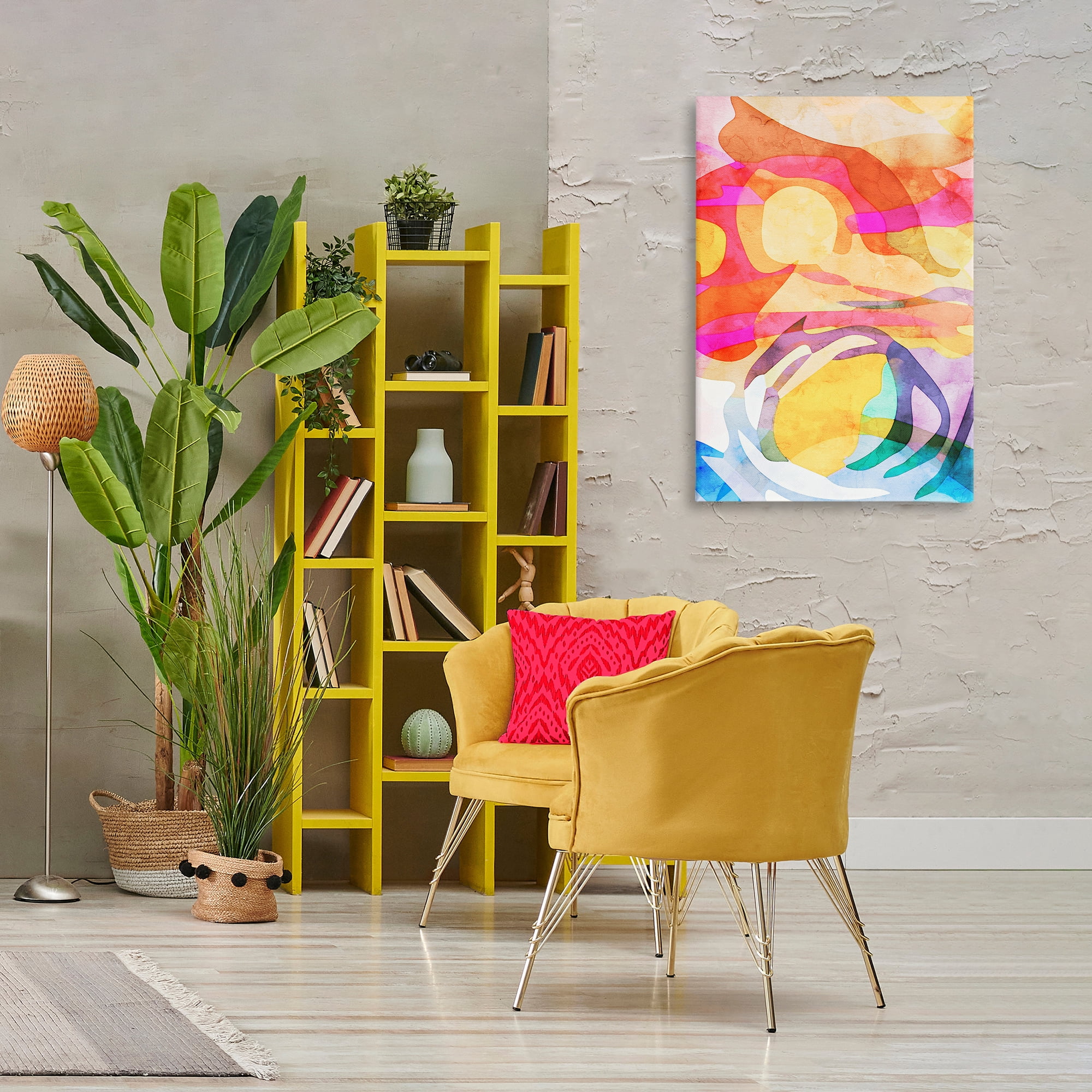 Stupell Industries Overlapping Transparent Shapes Abstract Painting Wrapped Canvas Art Print Wall Art, 24 x 36