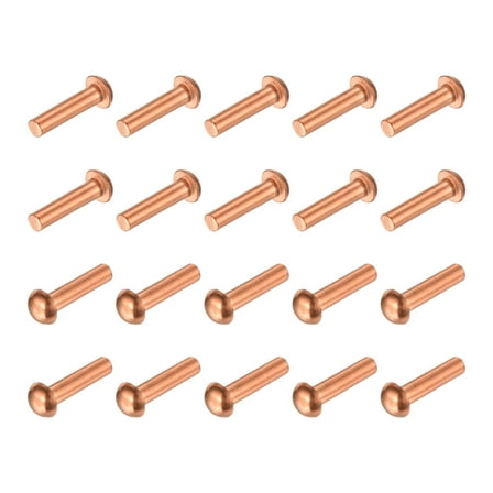 Uxcell 100 Pack 1/8 " x 15/32" Round Head Copper Solid Rivets Fasteners