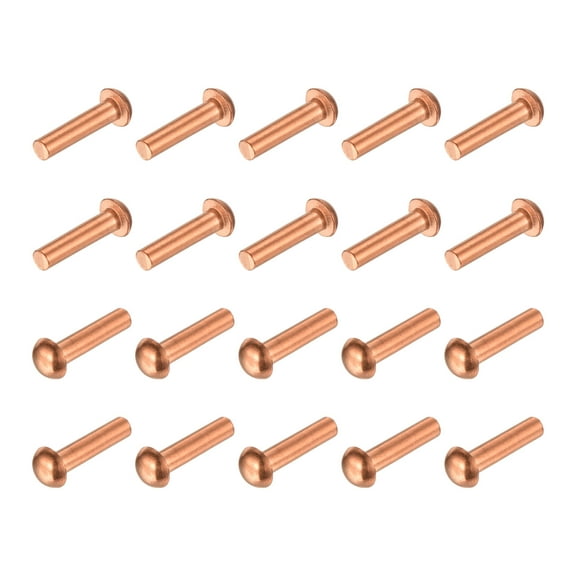 Uxcell 100 Pack 1/8 " x 15/32" Round Head Copper Solid Rivets Fasteners