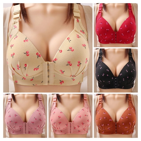 SPZTSX Women's Plus Size Front Closure Cotton Bra - No Underwire Full Coverage Breathable Bralette for Seniors