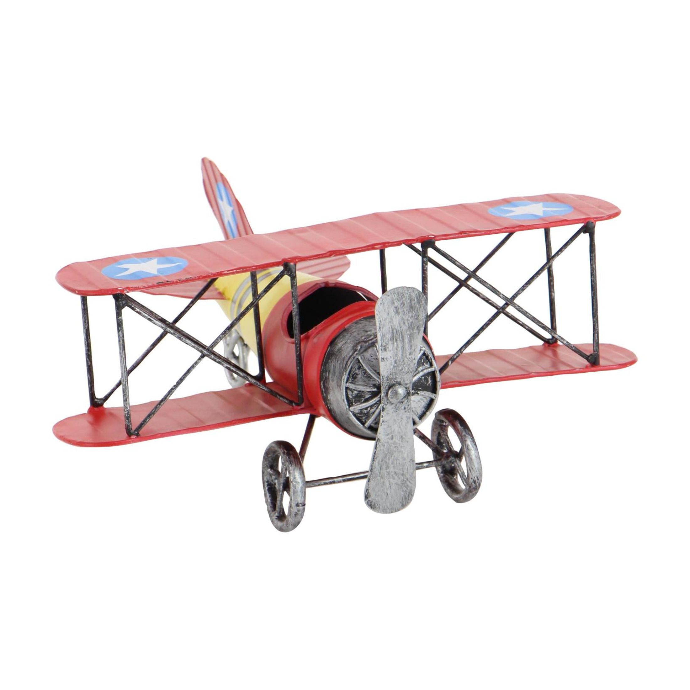 DecMode Red Metal Airplane Wall Decor