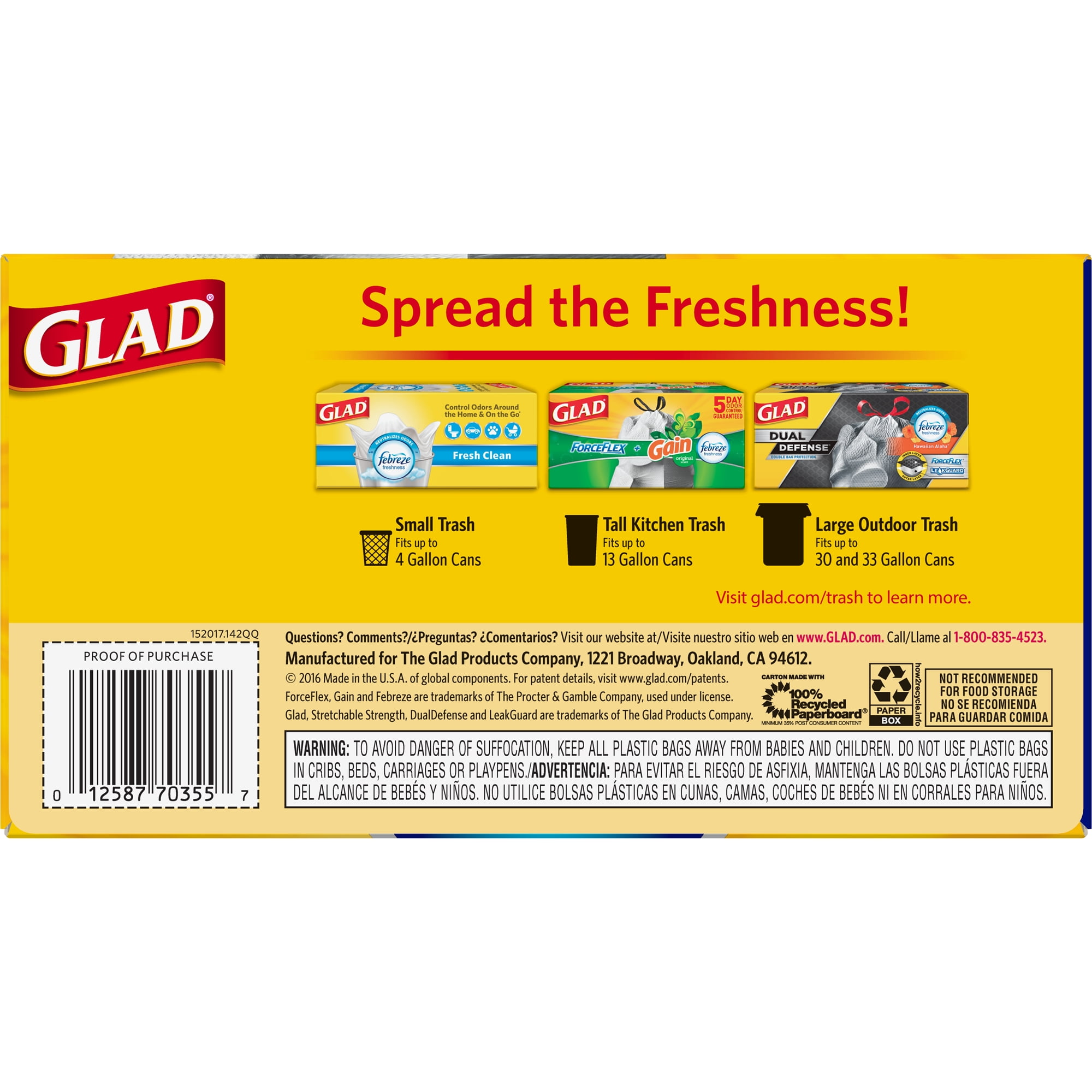 Glad® ForceFlex® 13 Gal. Tall Kitchen Drawstring Trash Bag - 80 ct