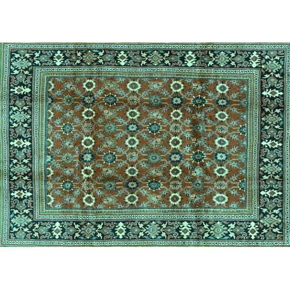 Ahgly Company Indoor Rectangle Persian Turquoise Blue Traditional Area Rugs, 2' x 4'