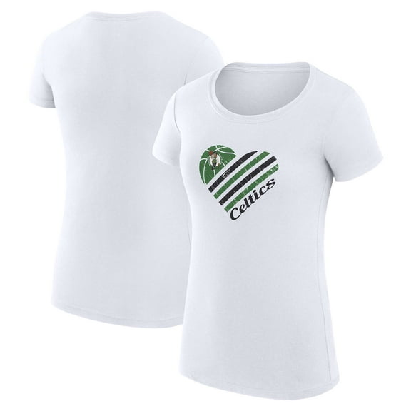 Women's G-III 4Her by Carl Banks White Boston Celtics Super-Slim Fit Lightweight Heart T-Shirt