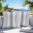 thumbnail image 3 of Throw Pillow Covers 18x18 Inch Set of 2, Grey Striped Waterproof Outdoor Pillow Covers, Modern Geometric Abstract Art Contemporary Decorative Cushion Pillowcases for Couch, Sofa, Bed, Garden, Patio, 3 of 9