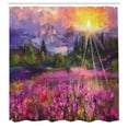 thumbnail image 2 of Ambesonne Yellow Pink Shower Curtain, Wild Flowers Summer, 69"Wx84"L, Fuchsia Violet and Marigold, 2 of 4