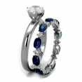thumbnail image 4 of Blue Sapphire Diamond Bridal Ring Set, Solitaire Diamond Ring With Matching Sapphire Band, Bridal Wedding Ring Set, 14K White Gold Plated, 2.6 Ct Simulated Diamond And Blue Sapphire, 4 of 4