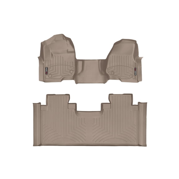 WeatherTech Custom Fit FloorLiners compatible with 2020-2022 Ford Super Duty - 1st Row Over-The-Hump & 2nd Row, Tan