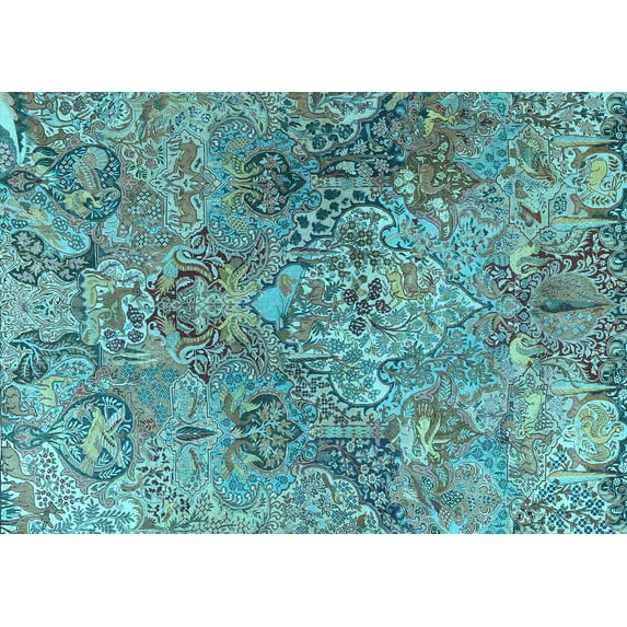 Ahgly Company Indoor Rectangle Persian Light Blue Traditional Area Rugs, 3' x 5'