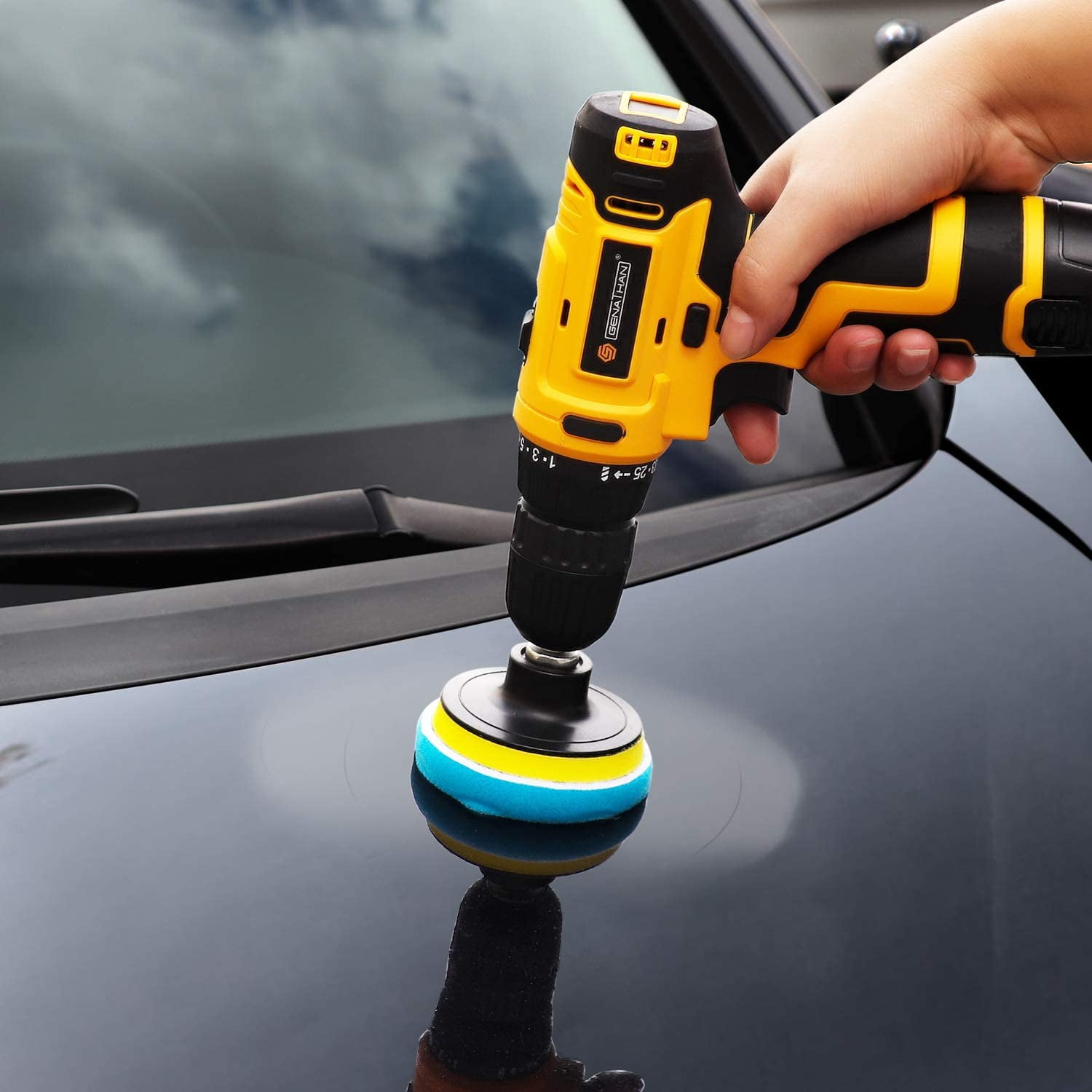3 Inch Drill Buffing Pad, 11 Pcs Car Foam Polishing Pads Kit, Drill Buffer Polisher Attachment Buffing Kit for Car Polishing, Waxing, Sealing Glaze