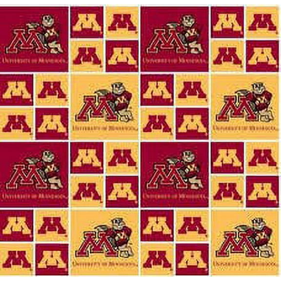 University of Minnesota Fabric Fine Cotton Classic Geometric Design-Sold by the Yard