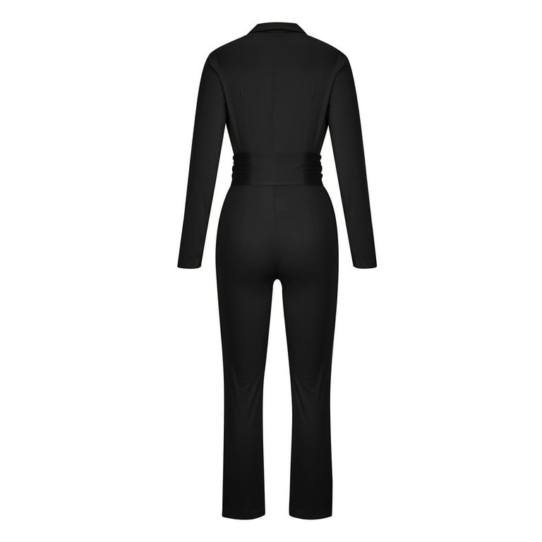 Lilgiuy Women Casual Solid Pocket Romper Long Playsuit Strap